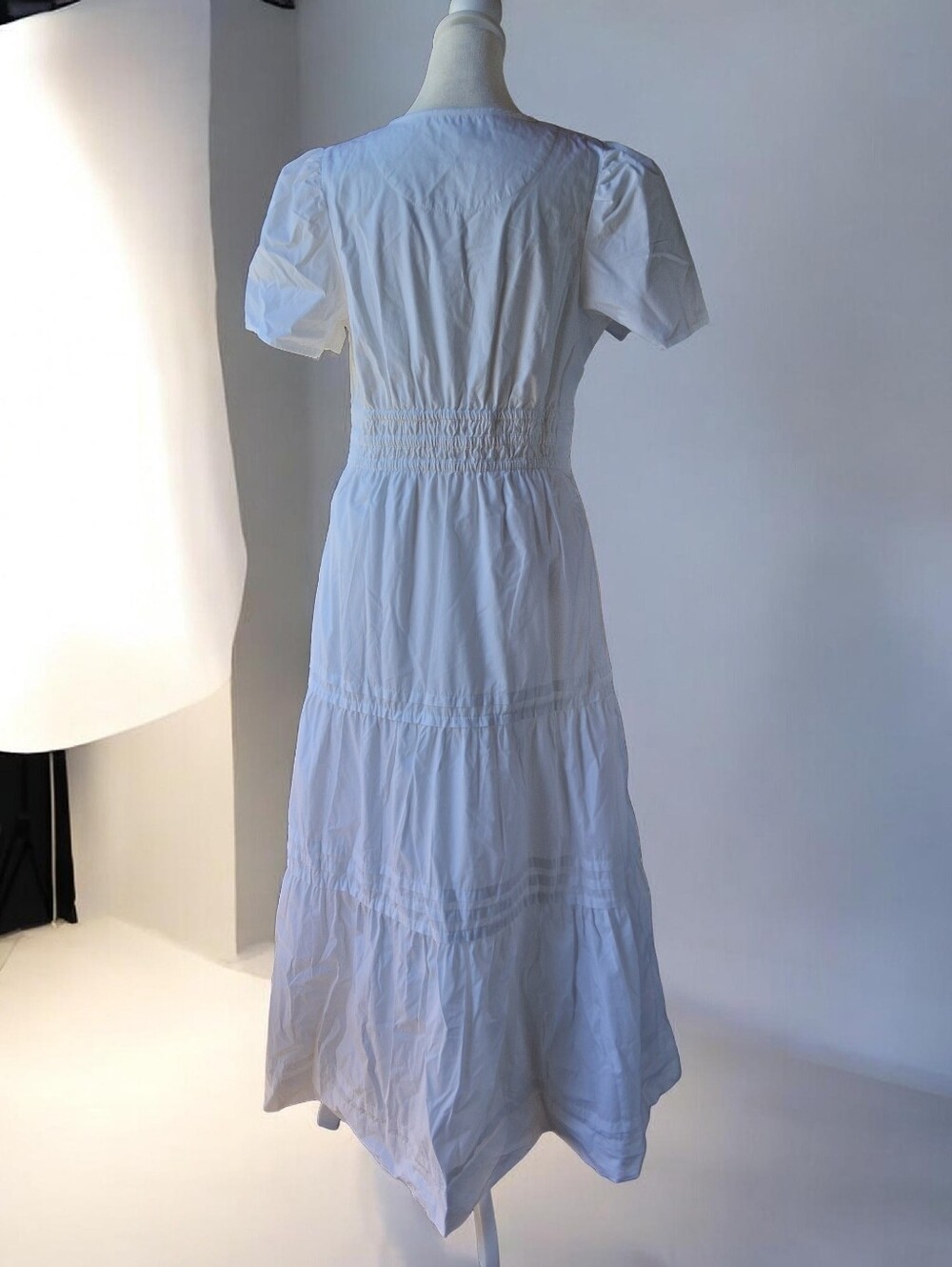 Quince 100% Cotton Poplin Tiered Maxi Dress Classic White S - Picture 4 of 10